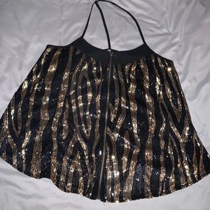 Gold and black sequin top